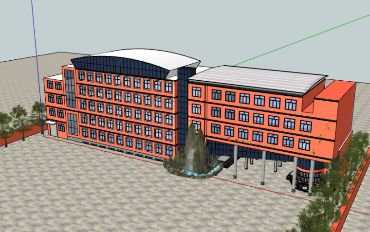 教学楼建筑方案cad资料下载-邯郸市实验小学教学楼建筑方案SU模型