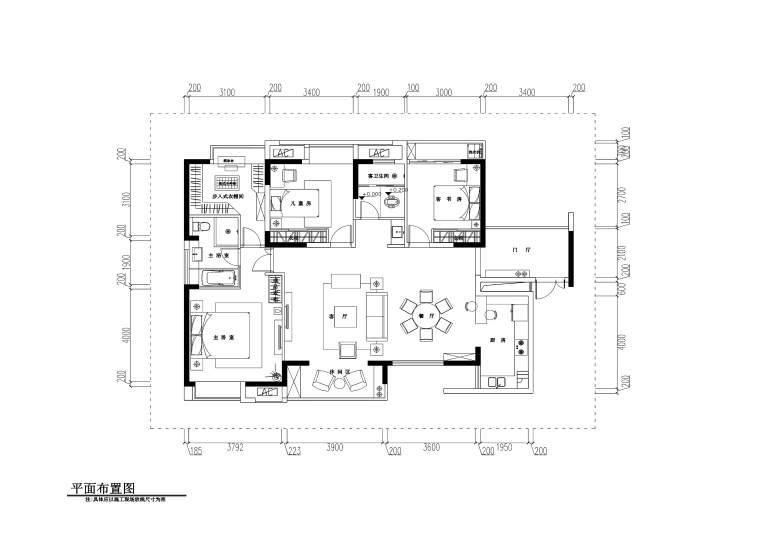 三居室吊顶效果图资料下载-欧式风格三居室住宅装修施工图+效果图