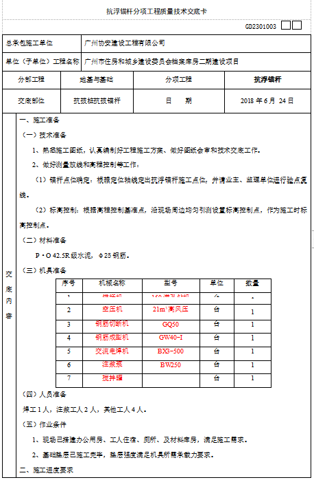 桩注浆技术交底资料下载-抗拔桩抗拔锚杆技术交底(标准模板)