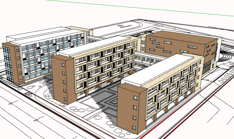 三十班小学建筑设计方案SU模型-学校模型预览（4）