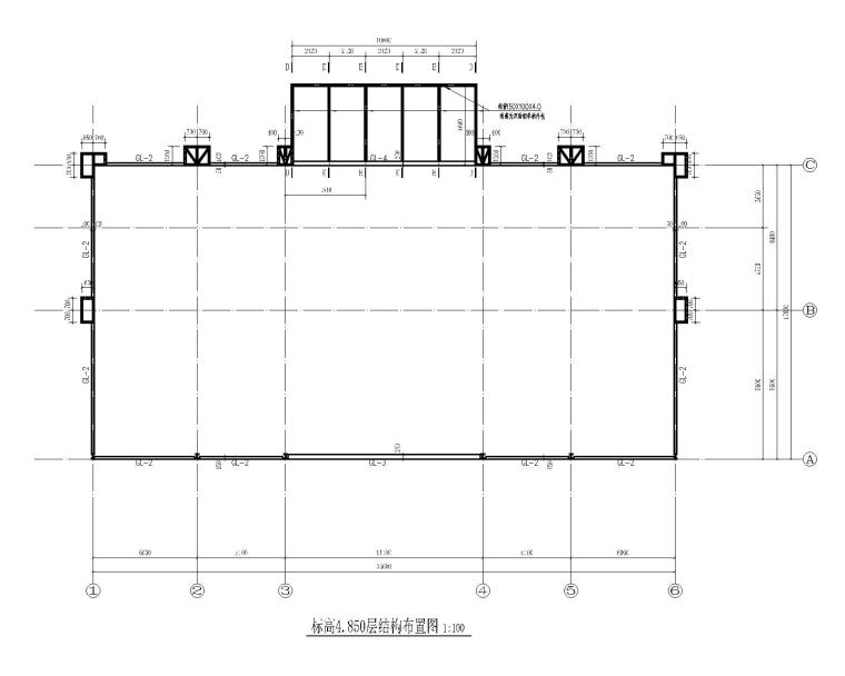 四川某售楼部钢结构桁架全套施工图（CAD）-0结构平面布置图