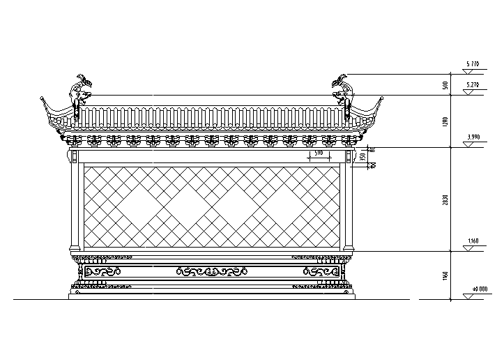 照壁设计建筑施工图(cad)