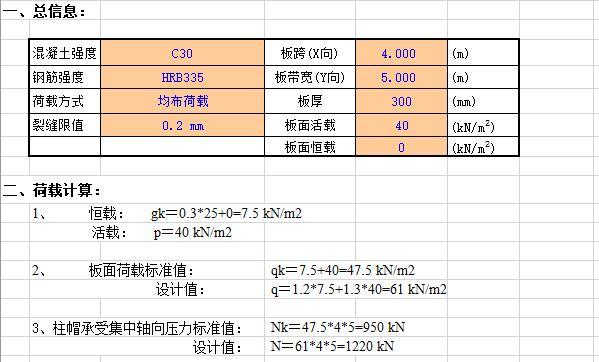 34米箱梁简支桥计算书资料下载-无梁楼板计算书excel_等代框架法