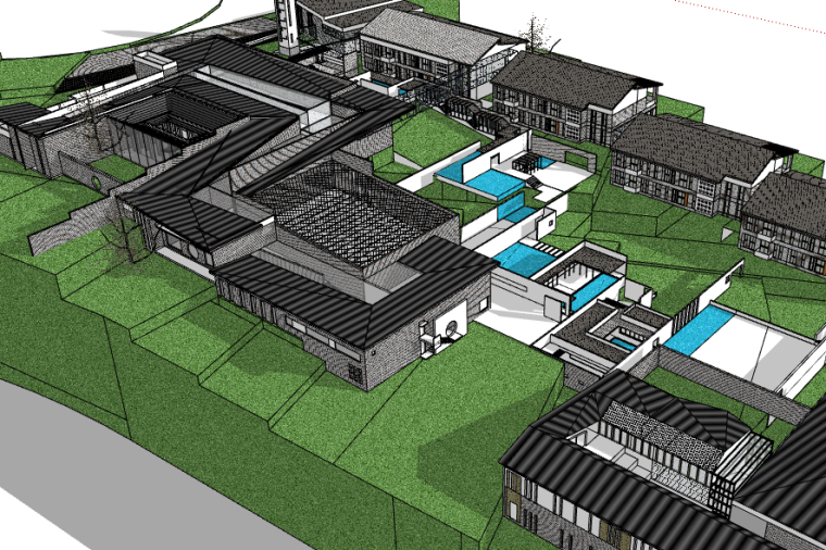英国Dyson园区建筑资料下载-中式科研园区建筑设计SU模型