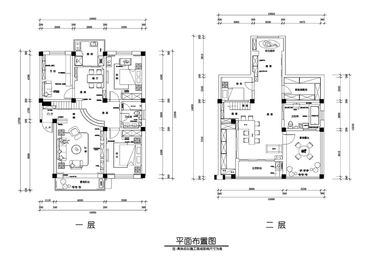 140平住宅室内装修资料下载-两层轻欧风格住宅室内装修施工图+效果图