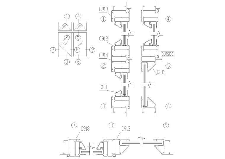 cad塑钢窗图资料下载-金属门窗结构（卷门，平开窗，塑钢门窗等）