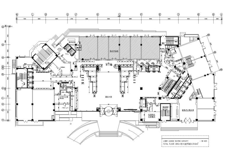 [辽宁]大连kempinski酒店工程施工图+实景图-首层墙体定位图