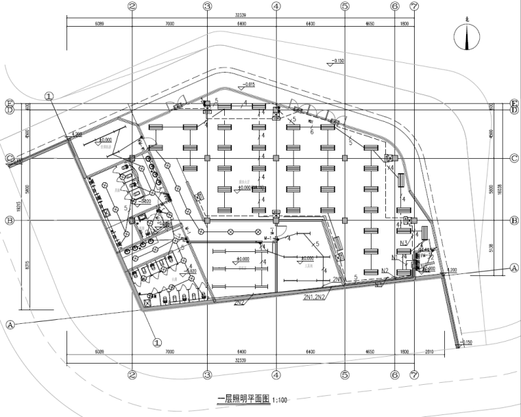 深圳某体育公园游泳馆及配套建筑电气施工图-照明平面图