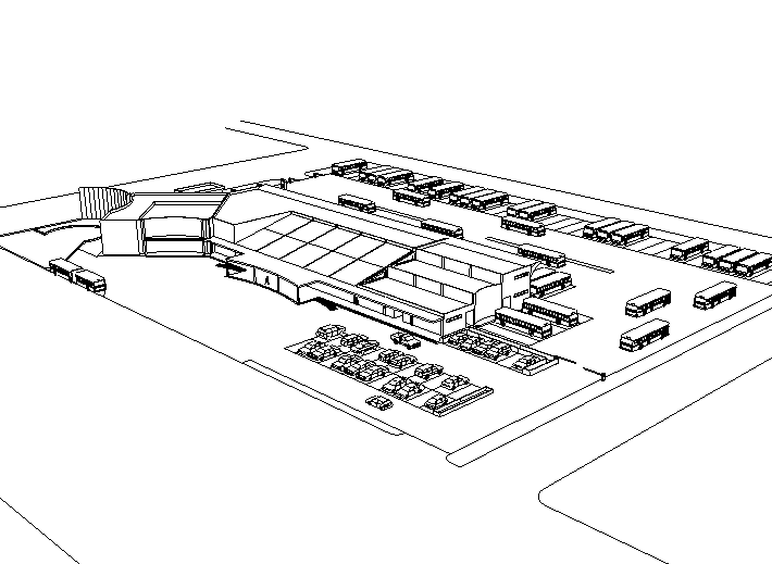 [学生作业2]客运站设计建筑施工图_CAD排版-客运站设计透视图