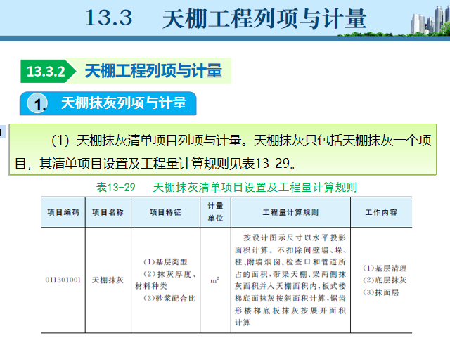 [课件]建筑装饰装修工程列项与计量-天棚抹灰列项与计算