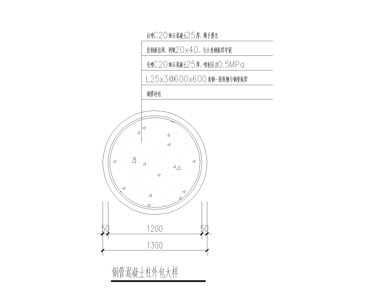 圆钢管混凝土柱构造大样图-钢管混凝土柱外包大样