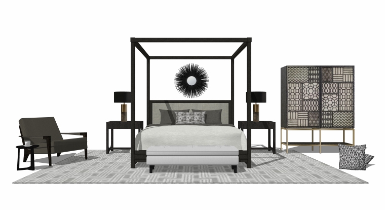 室内设计卧室su资料下载-室内装饰常用床具SU模型设计（4）