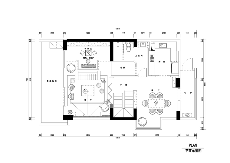 复式二楼装修图资料下载-徐东两居室复式楼室内装修施工图+效果图