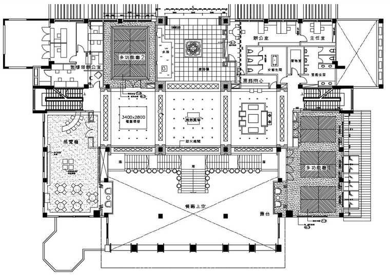 [海南]新世界花园小区会所施工图+实景拍摄-二层平面图