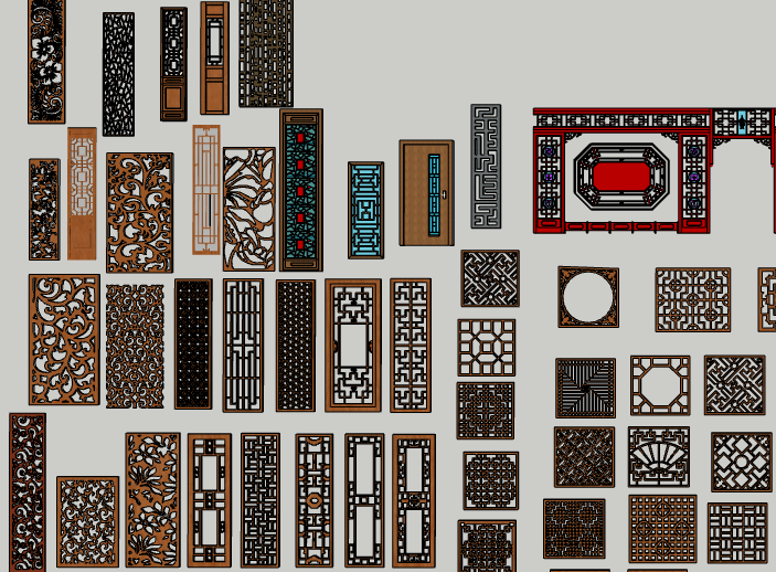 展示su模型资料下载-80个中式门窗SU模型设计