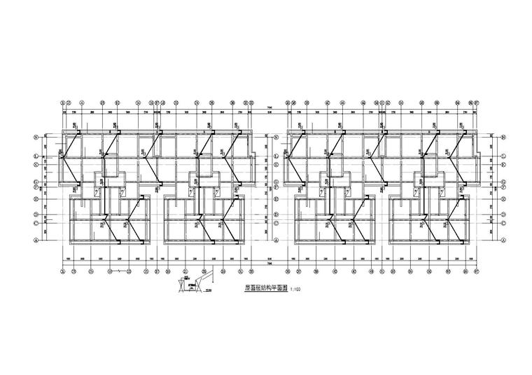 某七层砖混及框架住宅楼结构施工图纸-屋面层结构平面图
