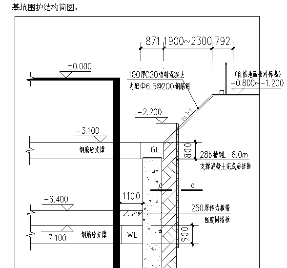 基坑围护工程质量监理评估报告（含图表）-基坑围护结构简图