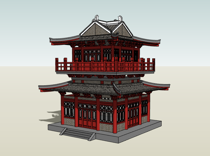 古塔建筑设计图纸资料下载-中式古塔建筑模型设计