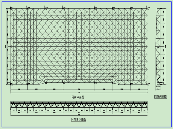 屋面钢结构网架高空散拼施工方案-屋面网架平面图