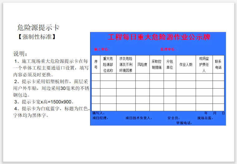 集团分公司施工临建及安全标准化手册-危险源提示牌