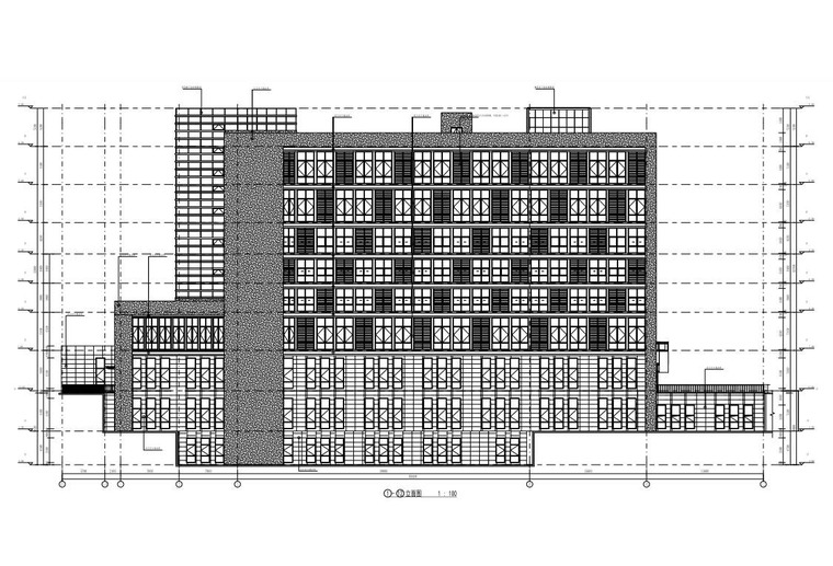 5层框架学术交流中心建筑结构施工图2019-学术交流中心建筑立面图