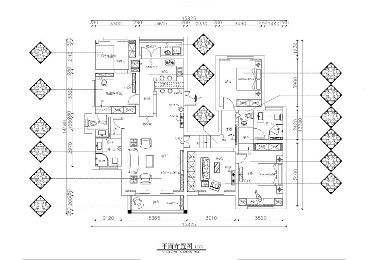 200平米室内施工图资料下载-铭筑设计-贵州兴义户型施工图+效果图