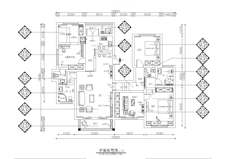 施工图小平米资料下载-铭筑设计-贵州兴义户型施工图+效果图