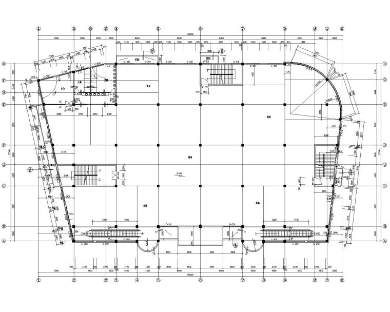 商场施工图CAD资料下载-某三层商场混凝土施工图(含建筑图）（CAD)