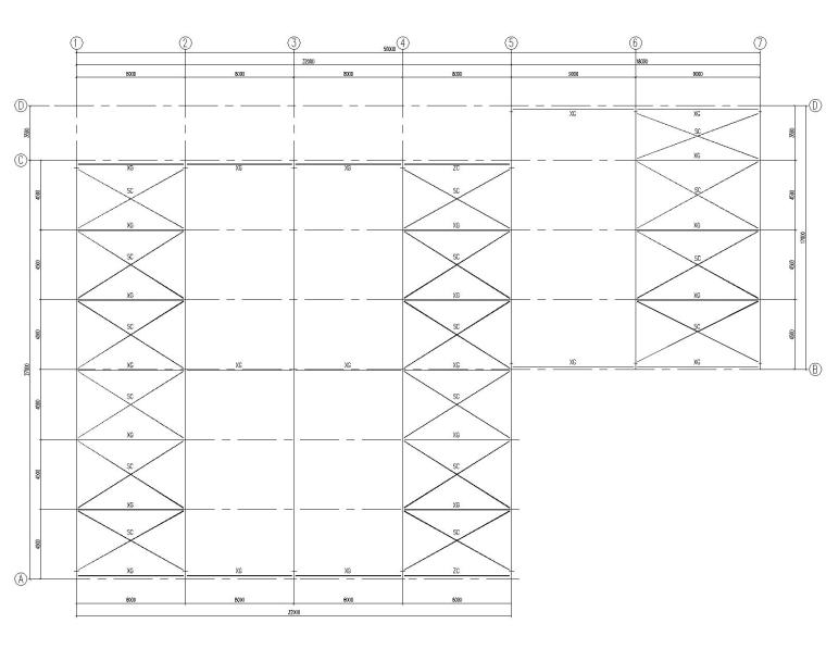 某27米L型平面钢结构厂房施工图（CAD）-2屋面布置图