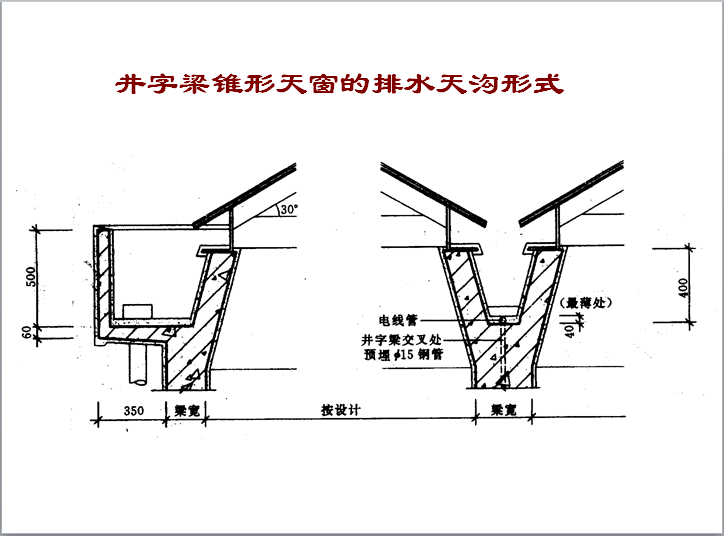 采光顶构造设计要求及培训-井字梁锥形天窗排水天沟