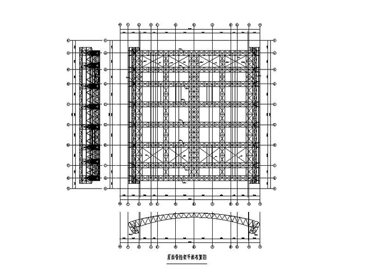 2层体育馆建筑结构幕墙图纸(管桁架屋盖)-屋面管桁架平面布置图