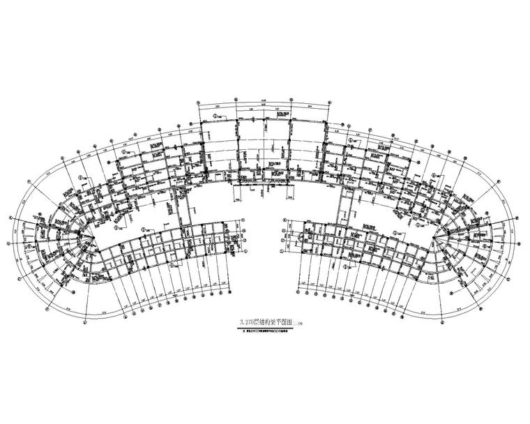 某教学楼混凝土结构施工图（CAD）-3结构平面布置图