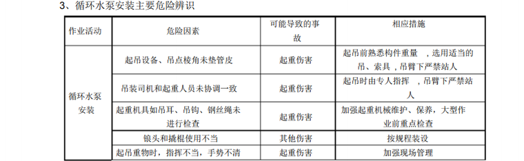 循环水泵安装方案设计-循环水泵安装主要危险辨识