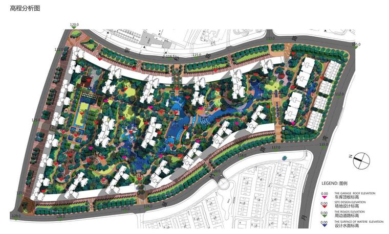 [广西]荣和大地三五组团住宅景观方案文本-高程分析图