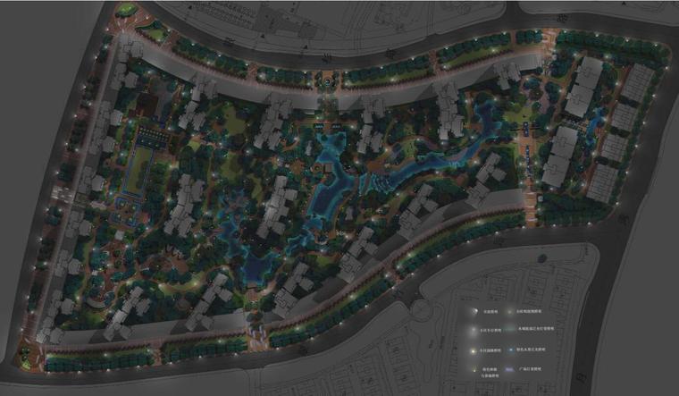 [广西]荣和大地三五组团住宅景观方案文本-照明分析图