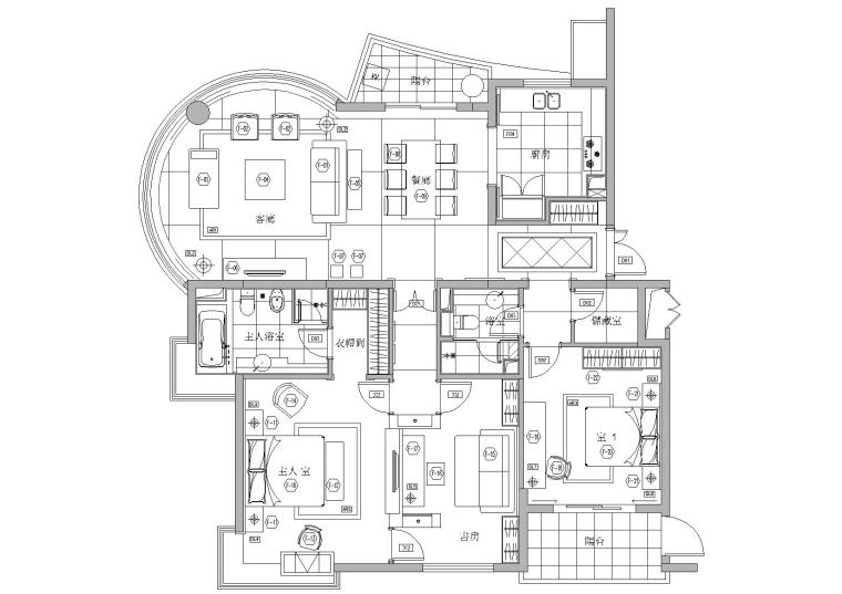 板房全套图纸资料下载-[上海]梁志天_浦东滨江兰庭A型样板房施工图