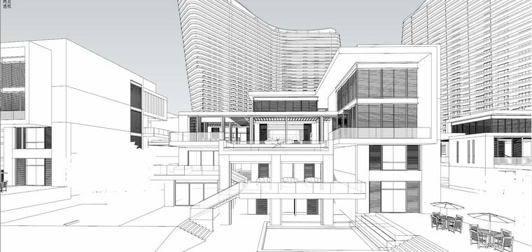 現代風格酒店建築模型設計