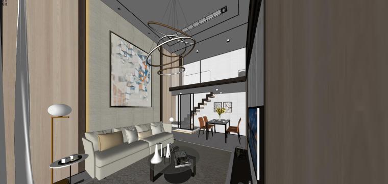 建筑学院楼室内模型资料下载-精装LOFT公寓室内模型设计 