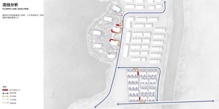 [江苏]现代湖景高层豪宅别墅叠拼建筑文本-流线分析