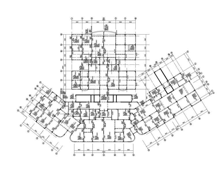 某十二层商业框架剪力墙结构施工图（CAD）-3标准层结构Y向梁配筋图