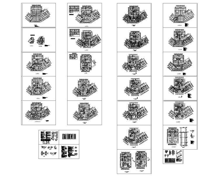 某十二层商业框架剪力墙结构施工图（CAD）-7图纸总缩略图