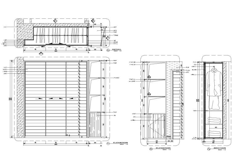石膏线线型CAD图纸资料下载-柜子，墙板，石膏线节点大样图