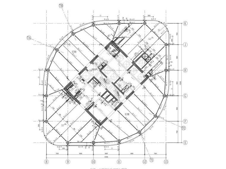 钢管混凝土柱与墙资料下载-44层钢管砼柱框架-核心筒金融大厦结构图
