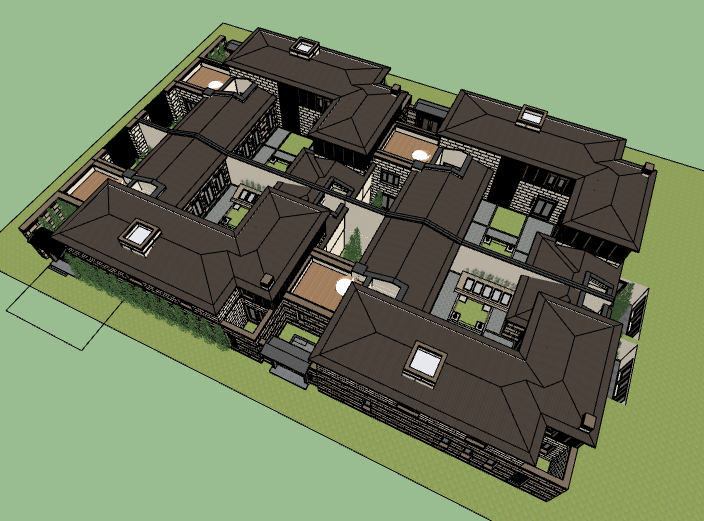 合院住宅施工图资料下载-[北京]瑞府合院住宅建筑模型设计