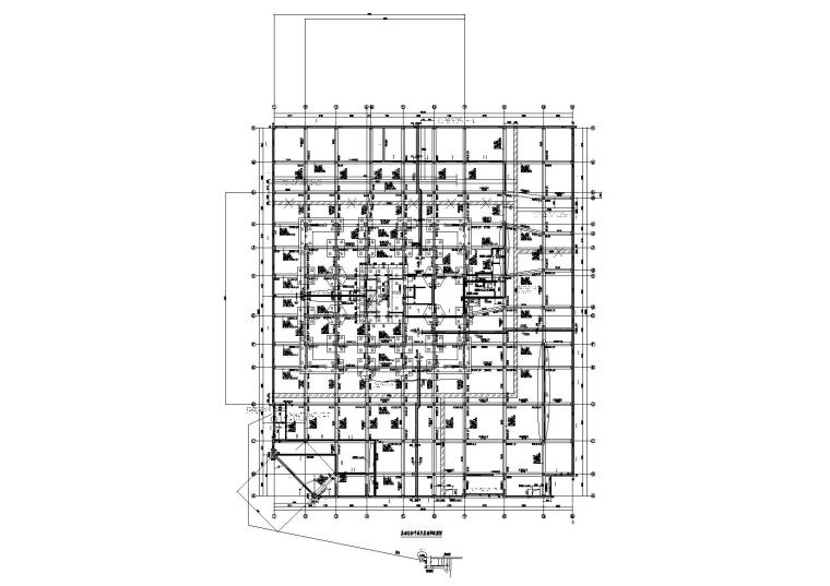 27层住宅综合楼框剪结构施工图(桩筏梁筏)-基础结构平面及基础梁配筋图