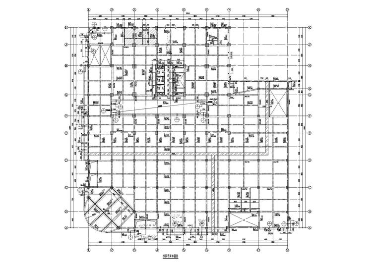 27层住宅综合楼框剪结构施工图(桩筏梁筏)-四层平面布置图