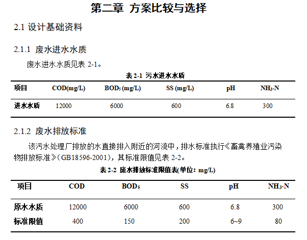 养殖场污水处理毕业设计（共62页）-方案比较与选择