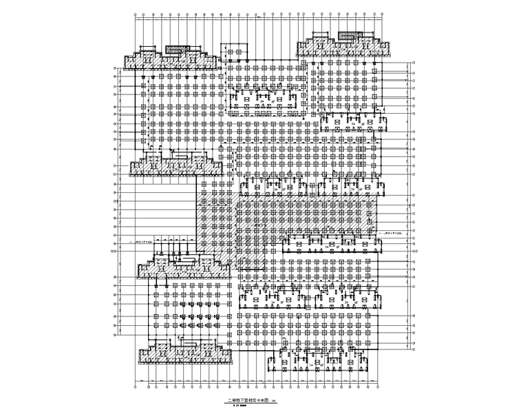 框架结构人防地下汽车库建筑结构施工图2018-二期地下室桩位平面图