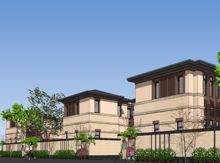 中国山地合院建筑设计资料下载-山地合院别墅建筑模型设计