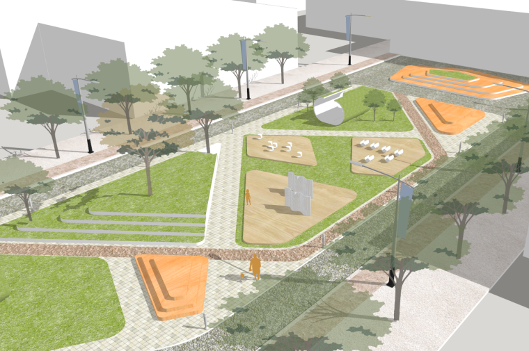 景观规划设计项目案例资料下载-现代街心公园景观规划设计城市绿地广场su